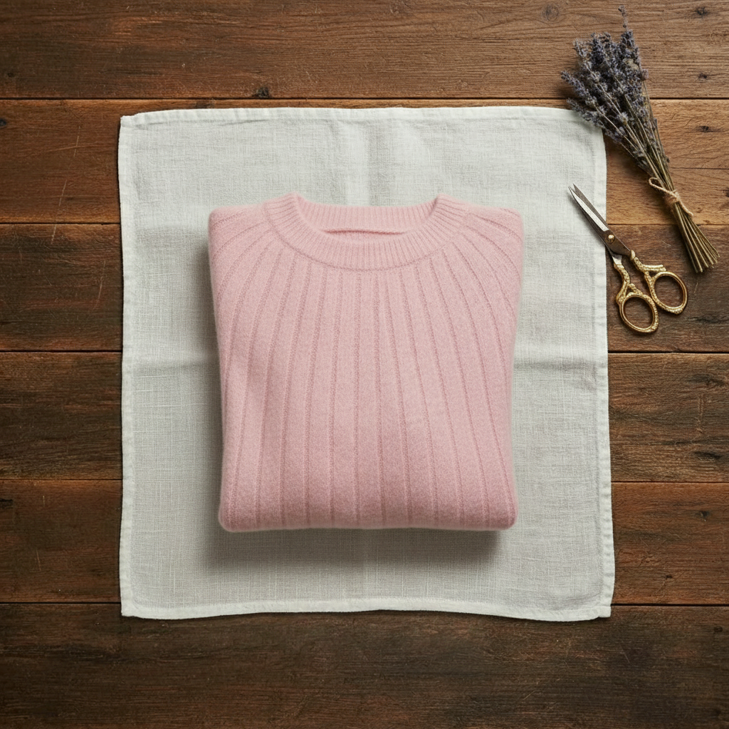 Cashmere Crewneck Sweater with Striped Knit