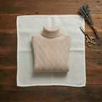 Cashmere Turtleneck Sweater with Herringbone Knit