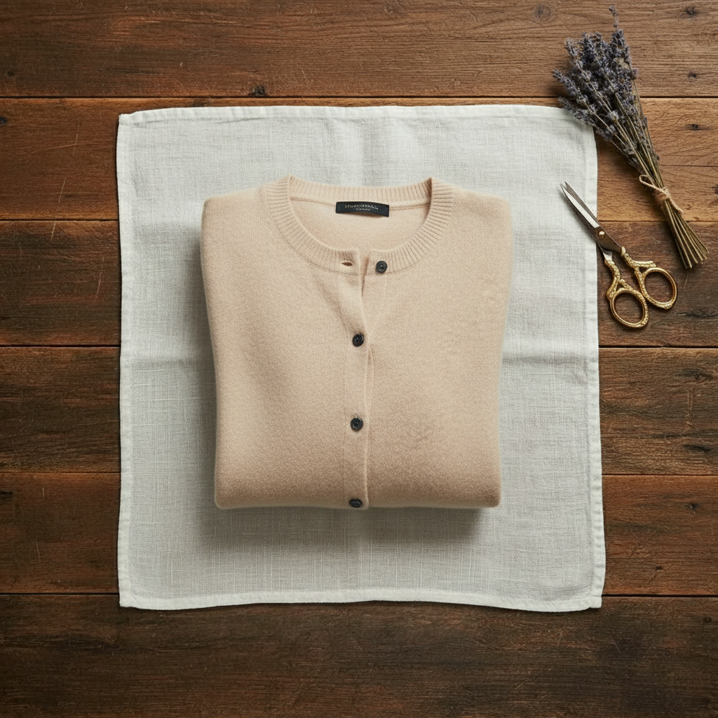 Cashmere Crew Neck Button Cardigan