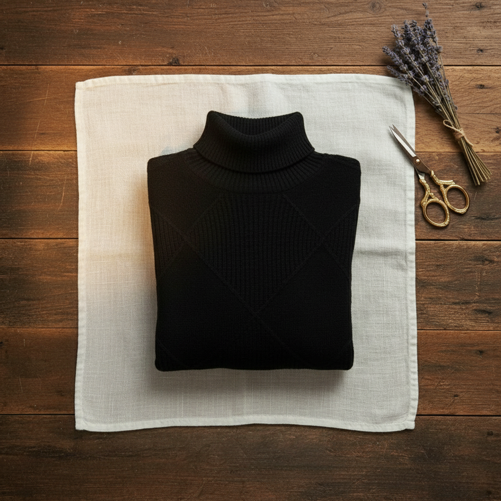 Cashmere Turtleneck Sweater with Diamond Knit