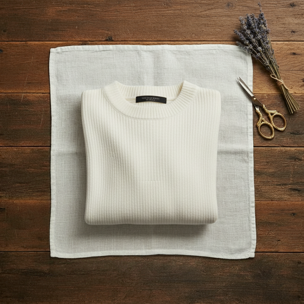 Cashmere Crewneck Sweater with Striped Knit
