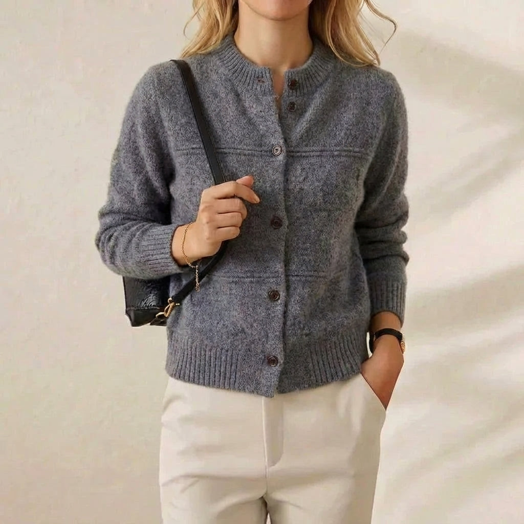 Cashmere Turtle Neck Cardigan with Textured Knit