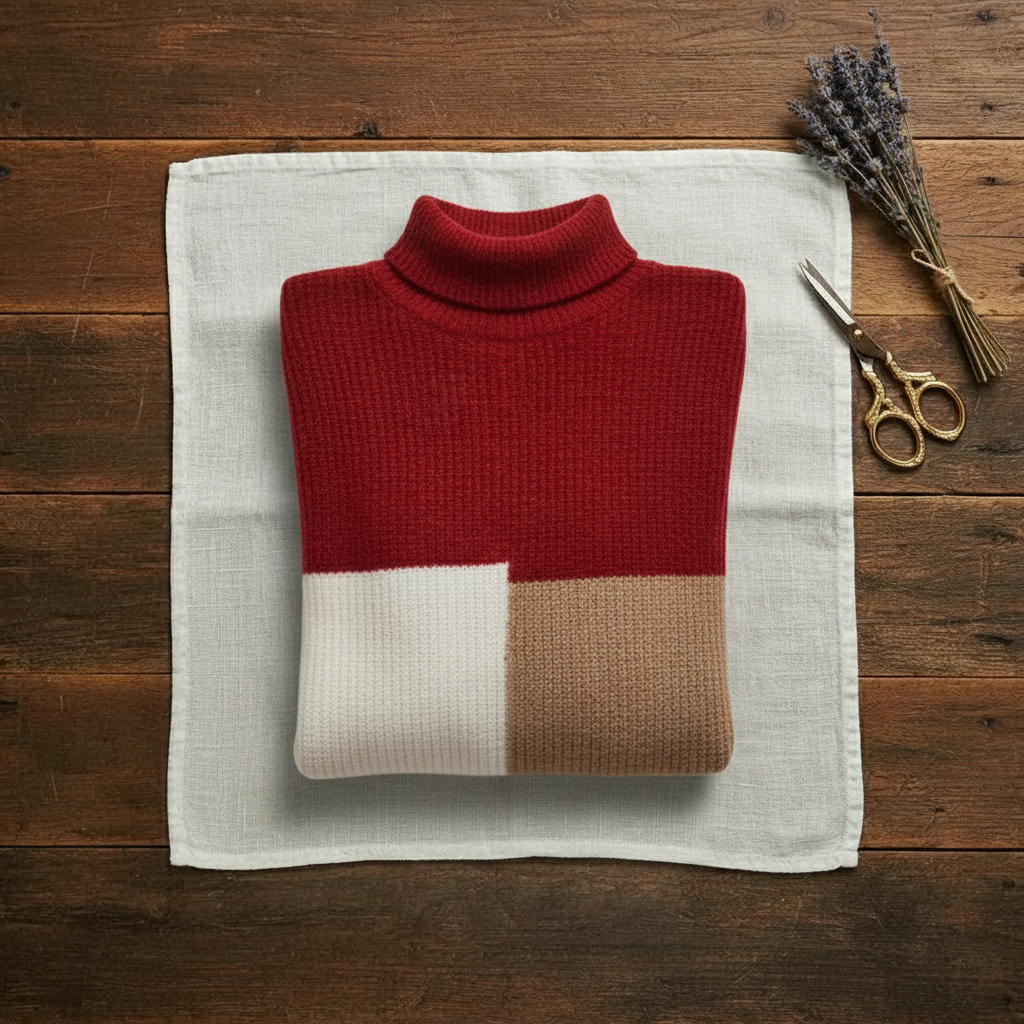 Cashmere Turtleneck Sweater with Horizontal Stripes