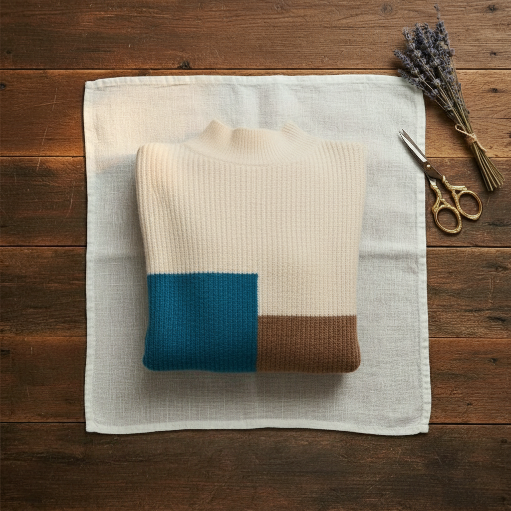 Cashmere Turtleneck Sweater with Horizontal Stripes