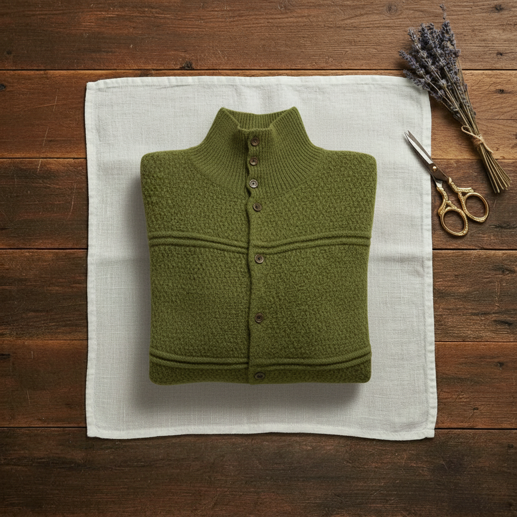 Cashmere Turtle Neck Cardigan with Textured Knit