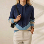 Cashmere Hoodie Sweater with Color-Block Design