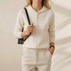 Cashmere Hoodie Cardigan with Button Detail