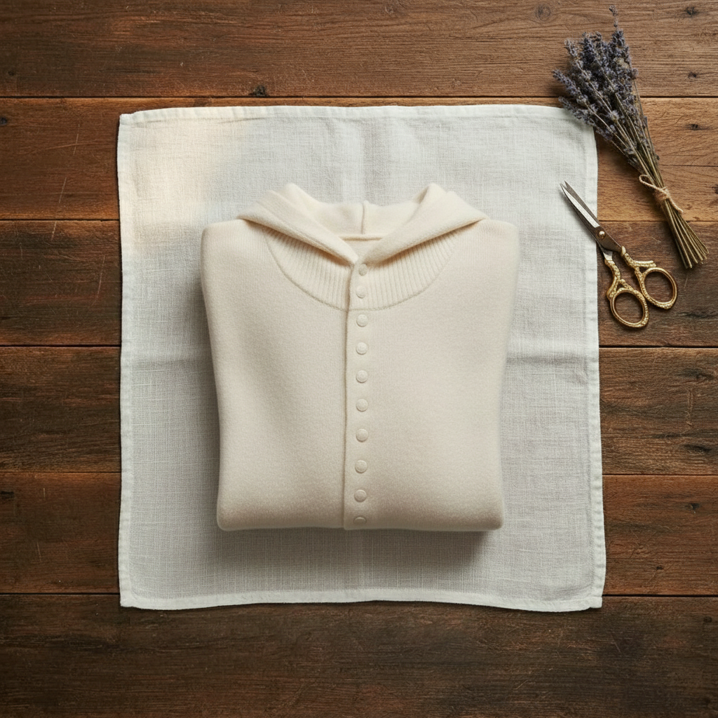 Cashmere Hoodie Cardigan with Button Detail
