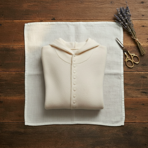 Cashmere Hoodie Cardigan with Button Detail