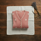Cashmere V-Neck Cardigan with Embroidered Accents
