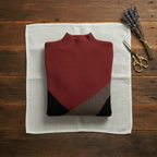 Cashmere Turtleneck Sweater with Diagonal Color-Block