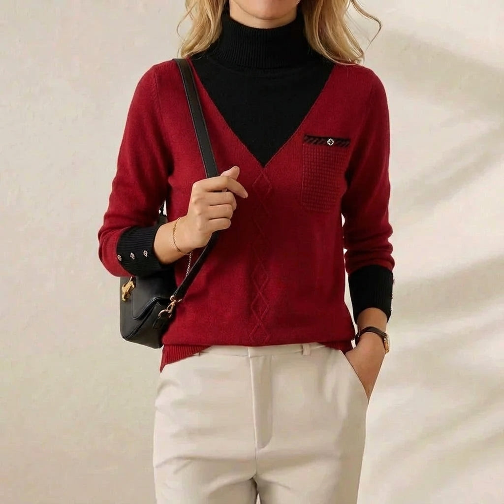 Cashmere V-Neck Sweater with Chest Logo