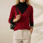 Cashmere V-Neck Sweater with Chest Logo