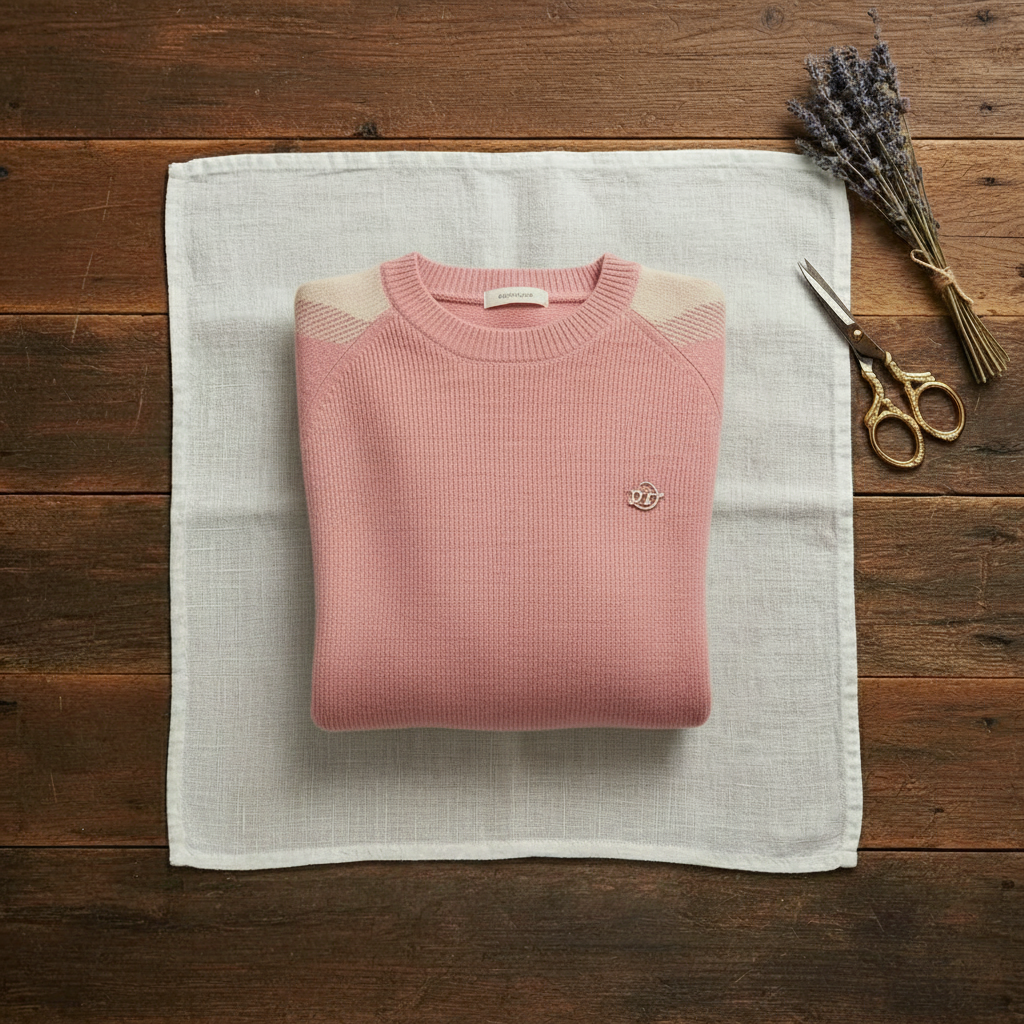 Cashmere Crew Neck Sweater with Contrast Sleeve