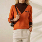 Cashmere V-Neck Sweater with Chest Logo
