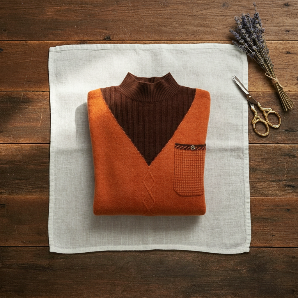 Cashmere V-Neck Sweater with Chest Logo