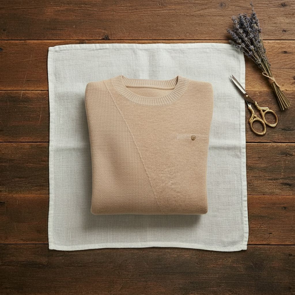 Cashmere Crew Neck Sweater with Contrast Trim
