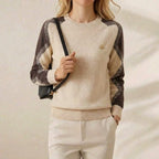Cashmere Crew Neck Sweater with Contrast Sleeve