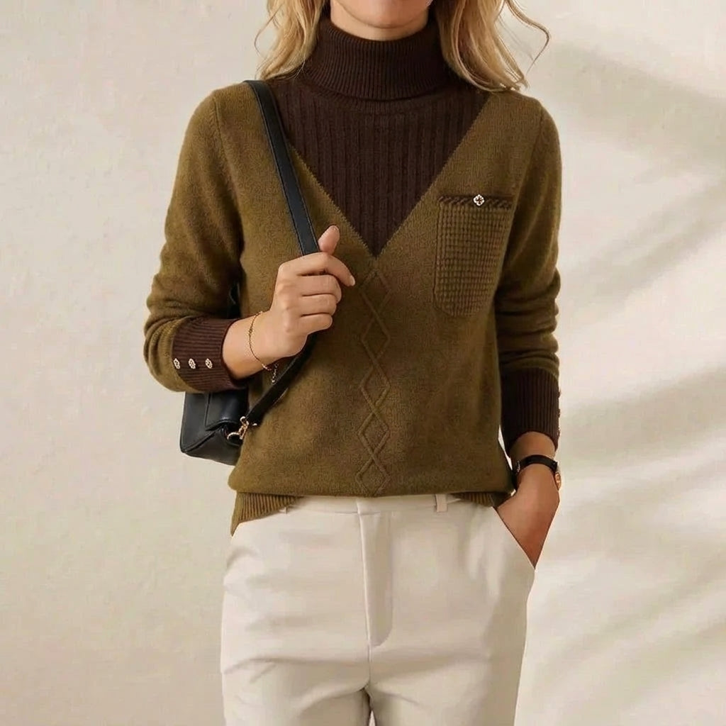 Cashmere V-Neck Sweater with Chest Logo