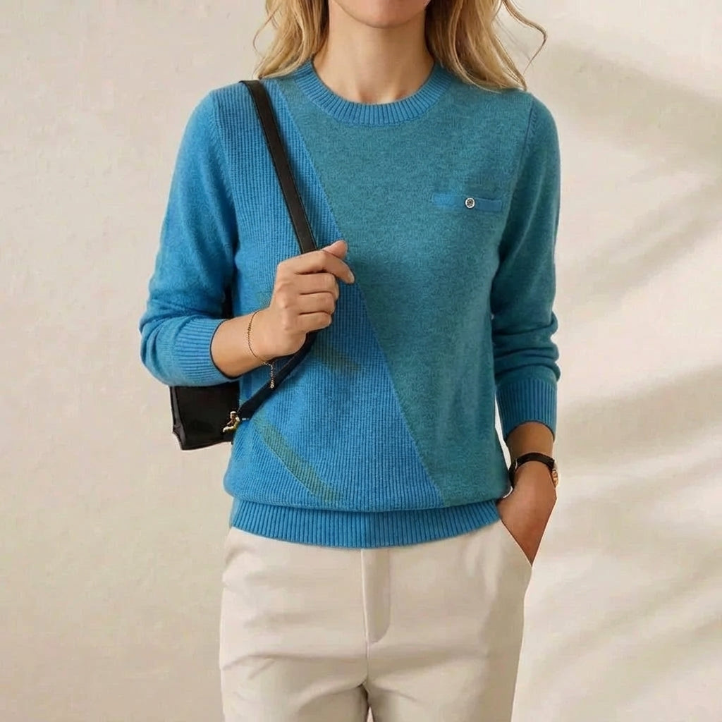 Cashmere Crew Neck Sweater with Contrast Trim