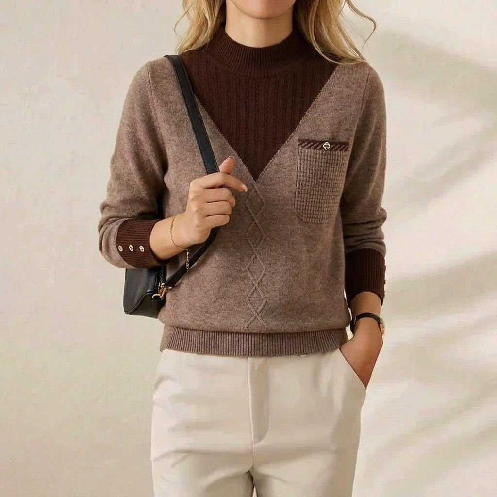 Cashmere V-Neck Sweater with Chest Logo