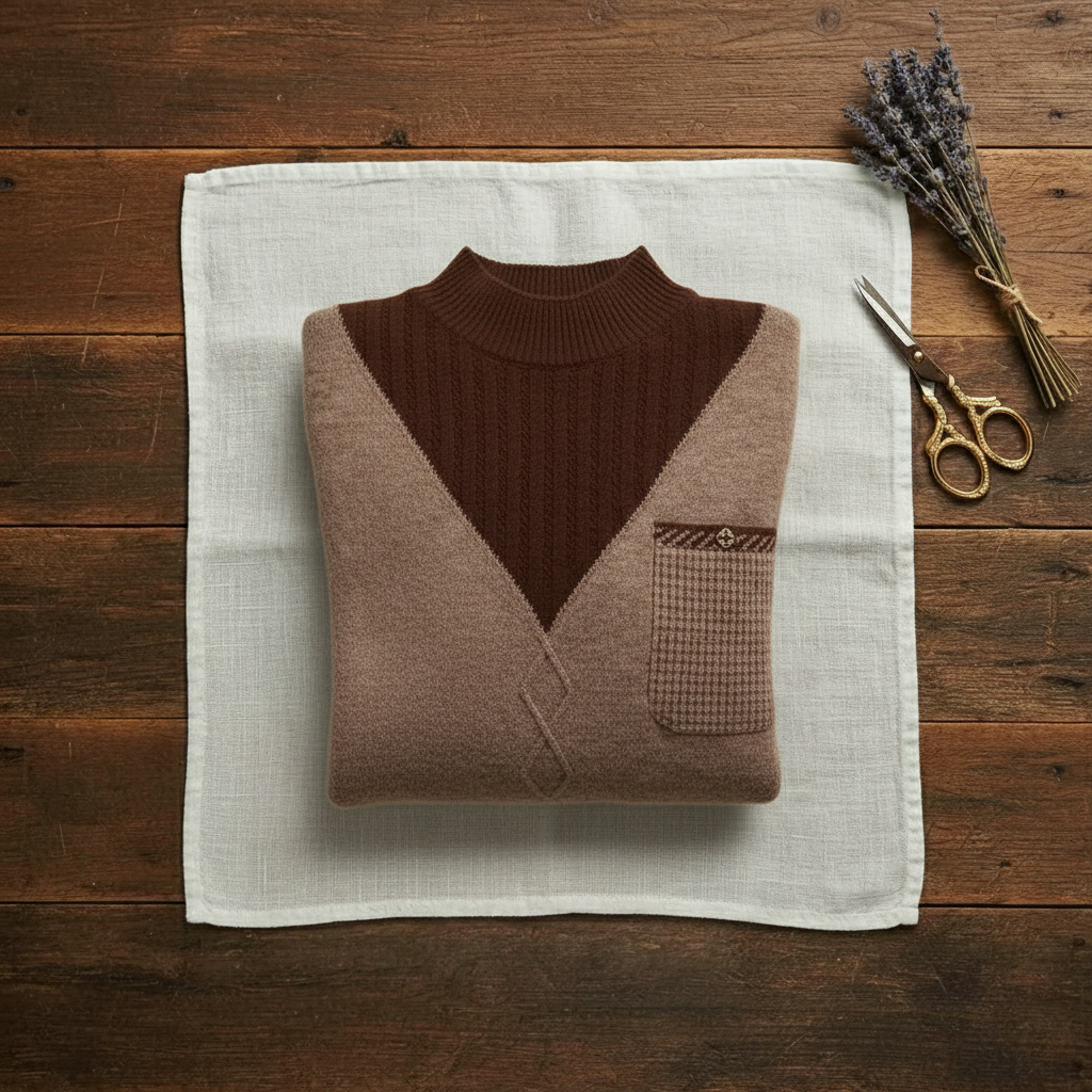 Cashmere V-Neck Sweater with Chest Logo