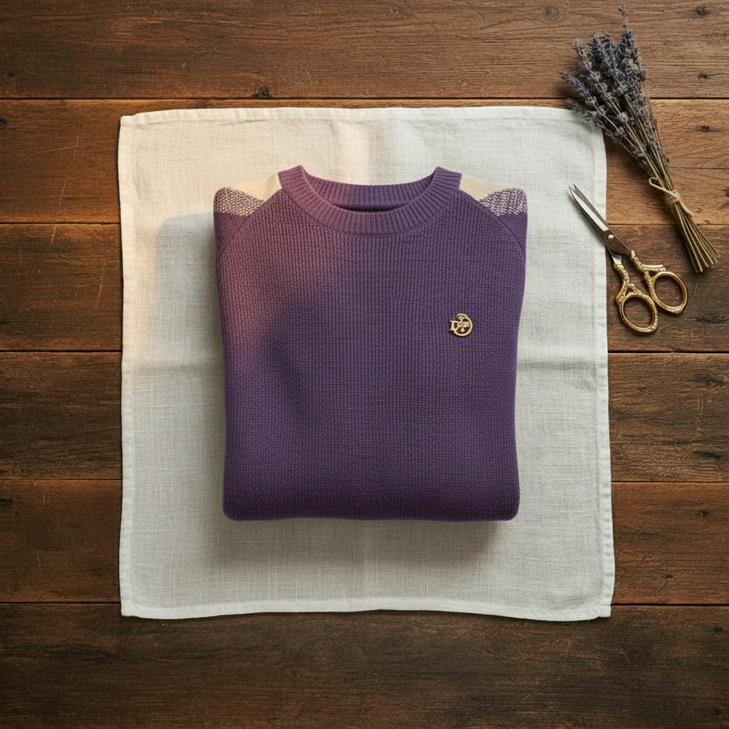 Cashmere Crew Neck Sweater with Contrast Sleeve